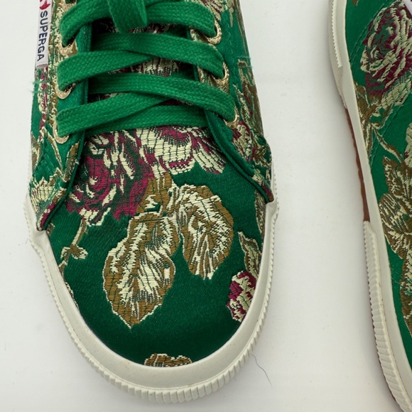 Superga Women’s 11 Green Red Fuchsia  Gold Floral Brocade Sneakers NWOT - Picture 14 of 14